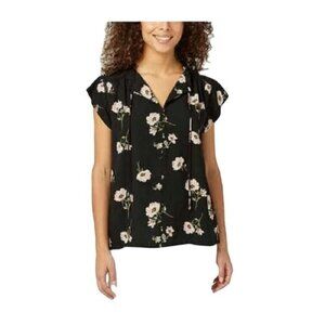 Buffalo David Bitton Womens Top Flutter Sleeve Floral Medium